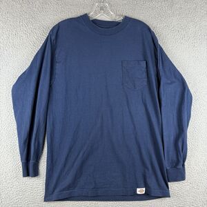 Vintage Dickies Long Sleeve Pocket T-Shirt Mens Large Made In USA Blue
